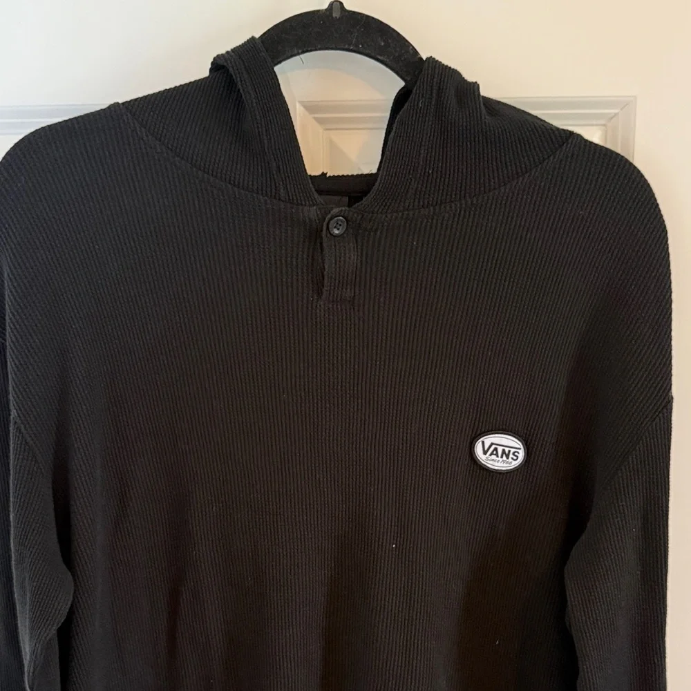 Vans Black Ribbed Long Sleeve Shirt With Hood Size Small